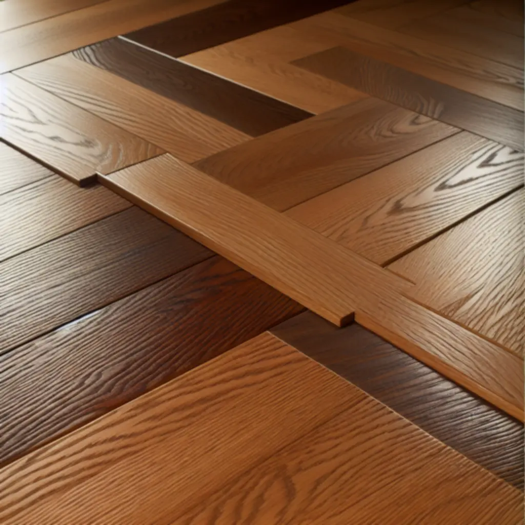 Close-up of oak hardwood flooring with detailed grain