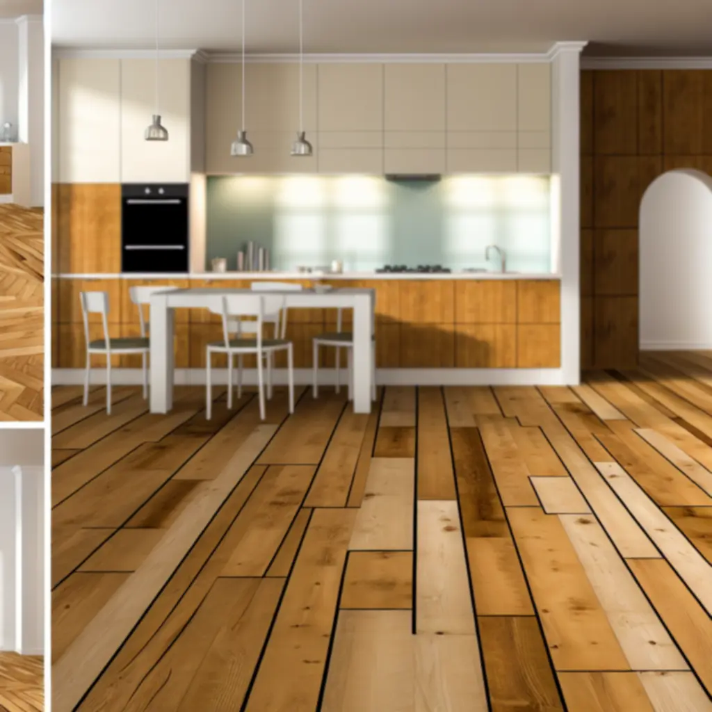 Room reveal showing newly installed hardwood flooring transforming a living space