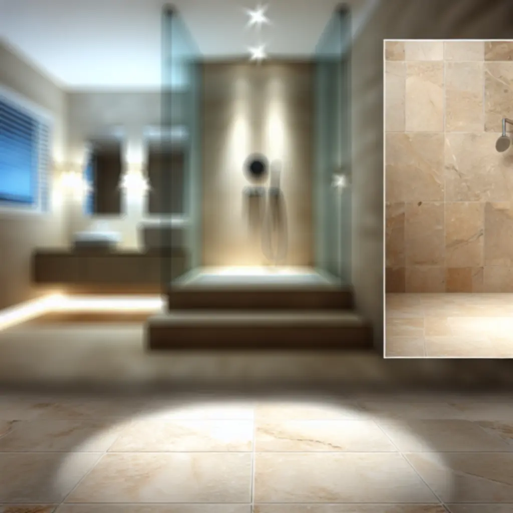 Bathroom finished with elegant natural stone tiles